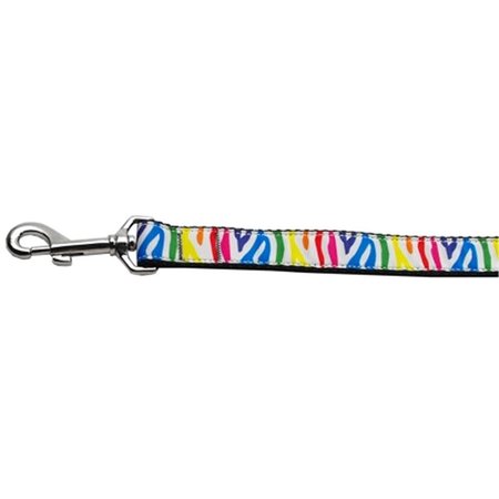 MIRAGE PET PRODUCTS 0.63 in. x 4 ft. Zebra Rainbow Nylon Dog Leash 125-045 5804